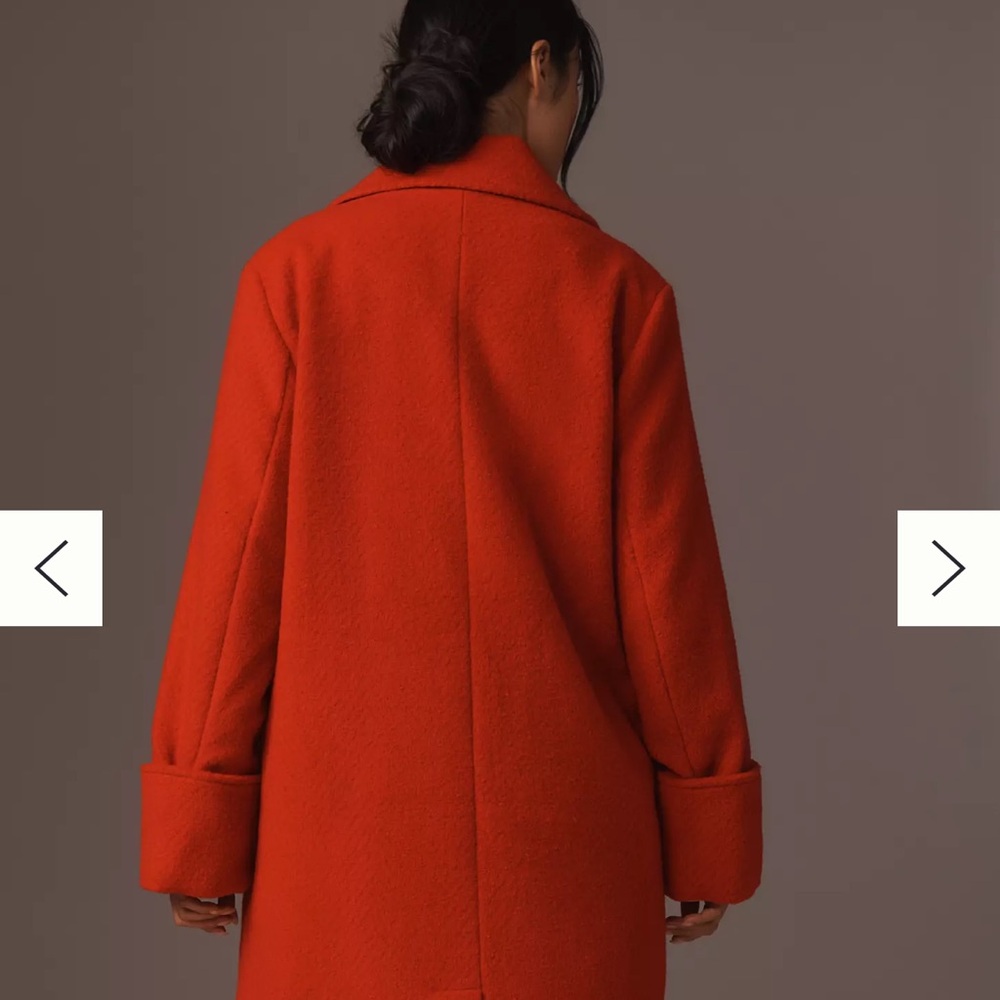 Anthropologie Rust Orange Long Wool Coat - Picture 3 of 5